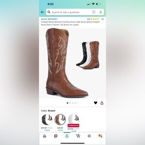 Amazon brand BKWHDAY cowgirl boots sz 7- never worn